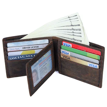 Newsbirds Retro vyrų pinigų maišas, viršutinis sluoksnis crazy horse oda multi-funkcija multi-card odos piniginės 