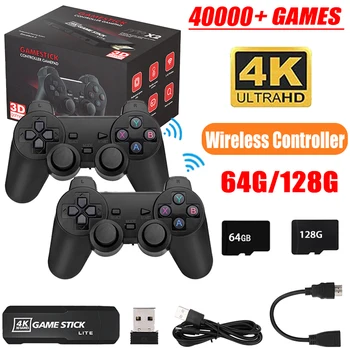 Nešiojamų Žaidimų Konsolės GD10 2.4 G Bevielio Kontrolierių 4K HD TV Retro Žaidimų Konsolės 50 Emuliatoriai 40000+ Žaidimai PS1/GBA/DC