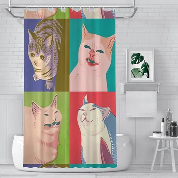 Keturių Meme Katės Apocalypse Vonios kambario Dušo Užuolaidose Vandeniui Pasiskirstymo Kūrybos Namų Dekoro Vonios kambario Aksesuarai