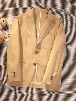 Klasikiniai vyriški drabužiai Amerikos laikino darbo kostiumas striukė Vyrų grynos medvilnės fishbone modelio chaki derliaus kostiumas viršų