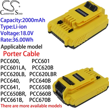 Cameron Kinijos Ithium Akumuliatorius 2000mAh 18.0 V Porter Kabelis PCC772B,PCC790LA,PCC791B,PCCK600LB,PCCK600LBR,PCCK602L2,PCCK602L2R