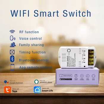 Tuya WiFi Smart Switch Relės Modulis 7-32V 85-250V RF Nuotolinio Valdymo pultą Smart Gyvenimo Bevielis Nuotolinio Valdymo Jungiklis, Su Alexa, Google