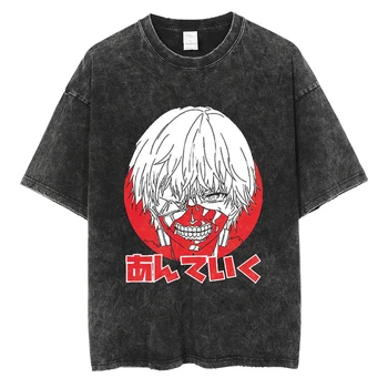 Harajuku Japonų Anime Tokyo Pabaisa Spausdinti marškinėliai vyriški Hip-Hop Plauti Harajuku Negabaritinių marškinėliai Streetwear T-shirt Medvilnė Tee