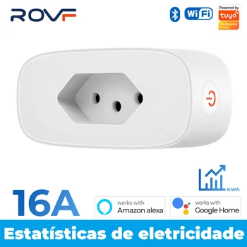 16A Brazilija Standartas Tuya Wifi Smart Kištukinis Lizdo Adapteris, Maitinimo Stebėti Laikmatis PROGRAMĖLĖ Balsas Veikia 