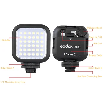Godox LED36 LED Vaizdo Lemputė 36 LED Žibintai, skirtas DSLR kamera Kamera mini DVR