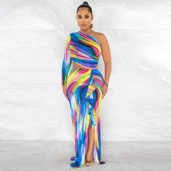 Ilgai Afrikos Suknelės Moterims Įstrižainės Apykaklės Rūbeliai 2023 Naujas Mados Vientisos Spalvos Plonas Puoštas Afrikos Maxi Suknelė Vestidos