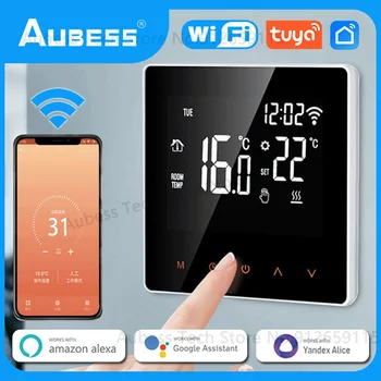 AUBESS Tuya Smart WiFi Termostatas Temperatūros Reguliatorius Elektrinis Grindų Šildymas Vandens Dujų Katilas Alice Alexa, Google 