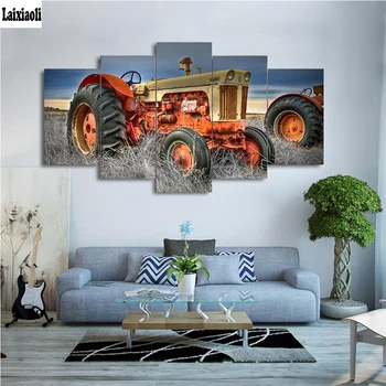 Daimond Tapybos kvadratiniu/Apvalus Traktorių Ūkio Mašinos, automobilių kartu Diamond mozaikos kalnų krištolas Siuvinėjimo 5vnt meno rinkiniai