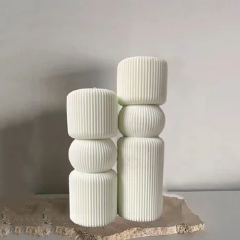 3D Dryžuotas Cilindro formos Žvakė Pelėsių 