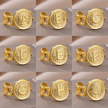 Raidės A-Z Aukščio Nerūdijančio Plieno Žiedai Moterų Auksu Mados Grandinės Projektavimo Žiedas Jubiliejų, Vestuvių Jewerly Dovana