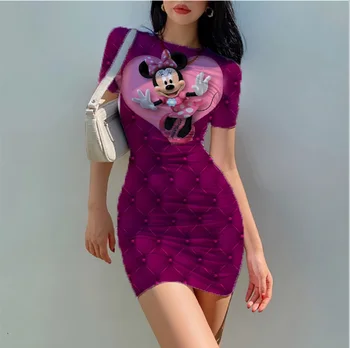Seksualus Bodysuit Vasaros Seksualus Klubas Suknelė 2023 Disney Minnie, Mickey Mouse Bodysuit Vakarinę Suknelę Moteris Slim Mini Suknelė
