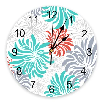 Chrysanthemum Tekstūros Turkio spalvos PVC Modernaus Dizaino Sieninis Laikrodis Kambarį Apdaila Sieninis Laikrodis Namie Decore Sienos Skaitmeninis Laikrodis