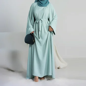 2 Gabalas Abaja Atidaryti Atitikimo Musulmonų Nustatyti Ramadanas Krepo Abayas Moterų Dubajus Turkija Vidinis Suknelė, Hijab Islamo Maldos Drabužius Jilbab