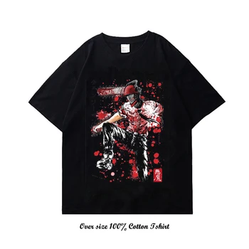 Pjūklą Vyras Hip-Hop Streetwear Japonų Anime Graphic T Shirt Harajuku Medvilnės Atsitiktinis Marškinėlius Vyrų Vasaros Trumpomis Rankovėmis Tees