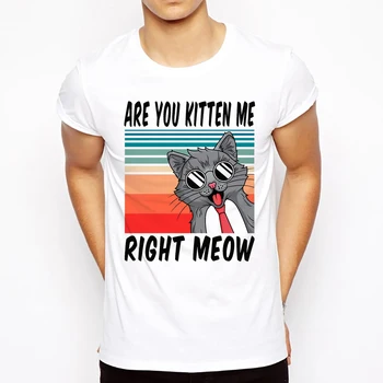 Juokinga T-Shirt Yra Jums Kačiukas Mane Miau Print T Shirt Vasaros Trumpomis Rankovėmis Funny Cat Kalambūras Esminius Streetwear Tee Marškinėliai