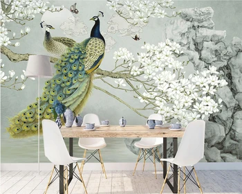 Pritaikyti 3d freskos naujas Kinų tapybos baltoji magnolija tapetai kruopščiai povas magnolija papel de parede TV fono sienos