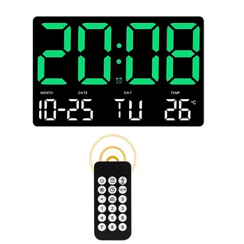9.76 colių Didelės Skaitmeninės Sieninis Laikrodis Nuotolinio Valdymo Temp Data Automatinis Tamsos Stalo Laikrodis 12/24H Elektroninis LED Laikrodis-Žadintuvas