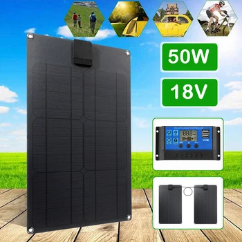 18V 50W Saulės Skydelis Monocrystal Dvigubas USB Saulės Sistemos Komplektas Pilnas Galia Banko Saulės Plokštė, skirta Automobilių Jachta RV Baterija