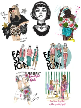 Punk stiliaus Gana mados mergaitė iliustracija pleistras thermocollant Drabužių dėmės terminiai lipdukai ant audinio
