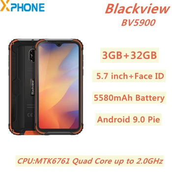 Blackview BV5900 Tvirtas Telefonas 3GB 32GB 5580mAh Veido ir pirštų Atspaudų ID 5.7 colių Android 9.0 Pyragas 4G Tinklo NFC