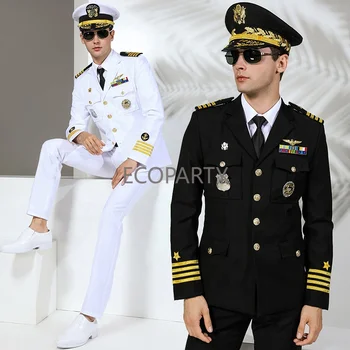 Nauja Uniforma Kapitonas ir Jūrininkas Drabužiai Vyrams Amerikos Formalus Drabužiui Kostiumai, Striukė + Kelnės Orlaivio Vadas Mens Kostiumai Gabalas 2