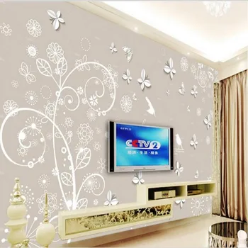 wellyu Užsakymą didelio masto freskomis Continental modelis 3D drugelis TV foną tapetai papel de parede para quarto