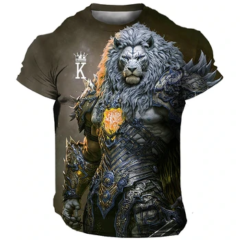 Juokingi VYRIŠKI Marškinėliai 3d Liūtas Spausdinti Animaciją Marškinėliai Mados trumpomis Rankovėmis Viršūnes Vasaros Atsitiktinis Gatvės Negabaritinių T Shirt Mens Drabužiai